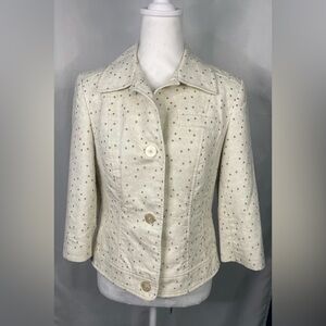 Talbots Cream Blazer‎ with polka dots
